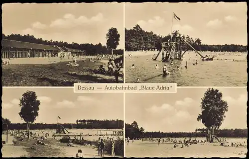 Ansichtskarte Roßlau (Elbe)-Dessau-Roßlau Autobahnbad ,,Blaue Adria" 1957