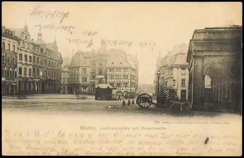 Ansichtskarte Mainz Liebfrauenplatz, Kiosk, Kanone 1904