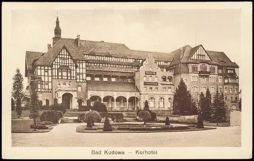 Postcard Bad Kudowa Kudowa-Zdrój Kurhotel 1924