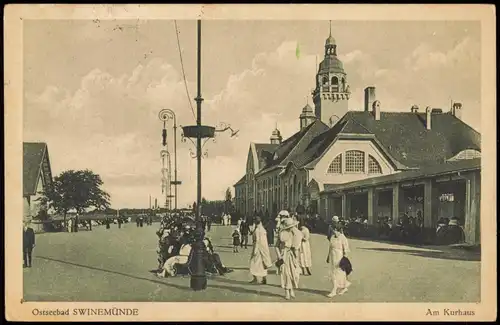 Postcard Swinemünde Świnoujście Kurhaus, Promenade 1928