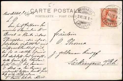 Neuenburg Neuchâtel (Neufchâtel) Panorama-Ansicht Château et les Alpes 1908