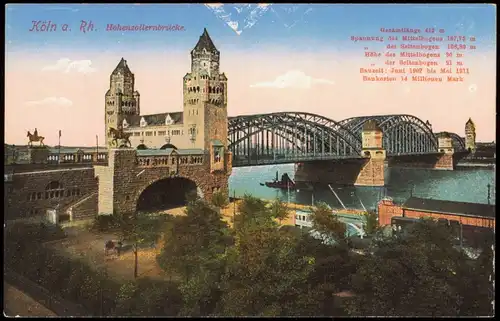 Ansichtskarte Köln Hohenzollernbrücke Feldpostkarte 1917