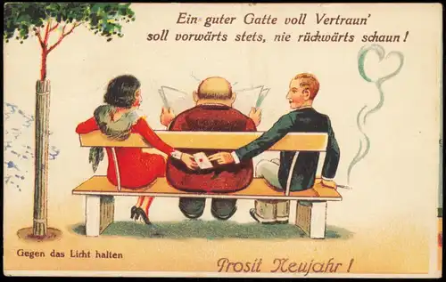 Ansichtskarte  Scherzkarte Ein Guter Ehemann... Halt gegen das Licht 1937