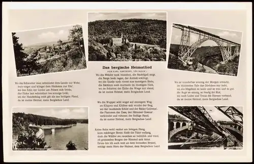 Liedkarte Das Bergische Heimatlied VON KARL HARTKOPF, SOLINGEN 1954