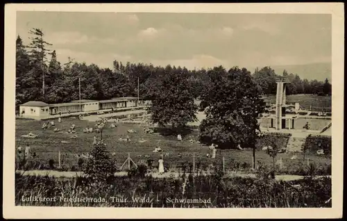 Ansichtskarte Friedrichroda Schwimmbad Freibad 1953