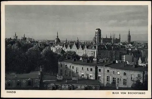 Postcard Danzig Gdańsk  Blick vom Bischofsberg 1942  gel. Feldpost Blindstempel