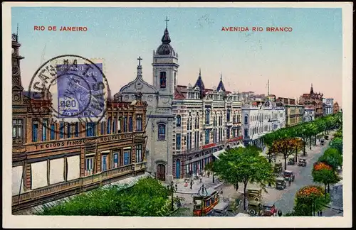 Postcard Rio de Janeiro AVENIDA RIO BRANCO 1934