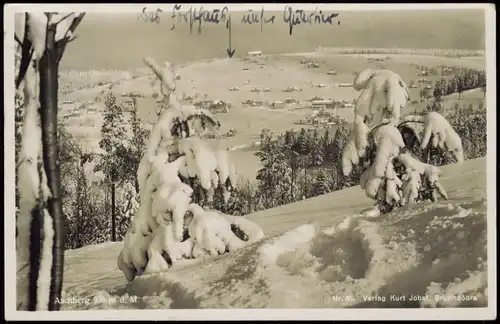 Klingenthal Aschberg (Vogtland) Techechoslowakei, oben Jugendherberge 1936