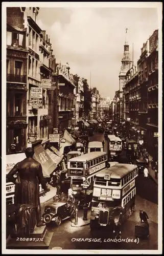 Postcard London Cheapside, Bus Verkehr 1932