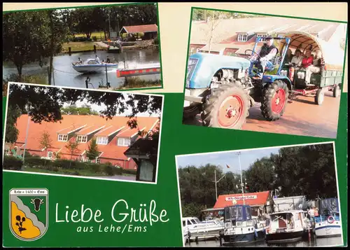 Lehe-Bremerhaven Mehrbild-AK Ortsansichten Lehe, Traktor-Ausflug, Ems-Boote 2000