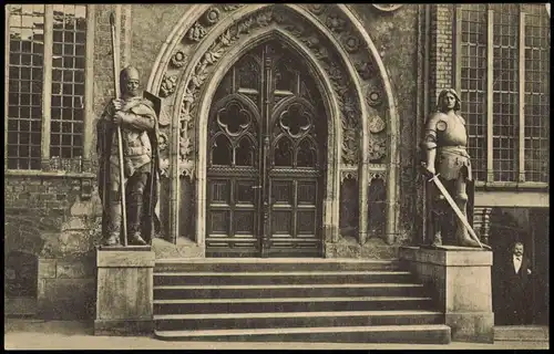 Ansichtskarte Bremen Rathaus Ritter am Rathausportal 1920