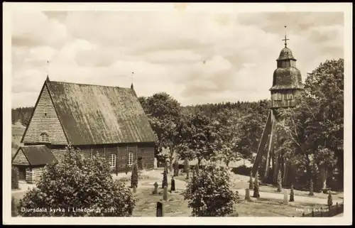 Postcard Linköping Djursdala kyrka i Linköpings stift 1956