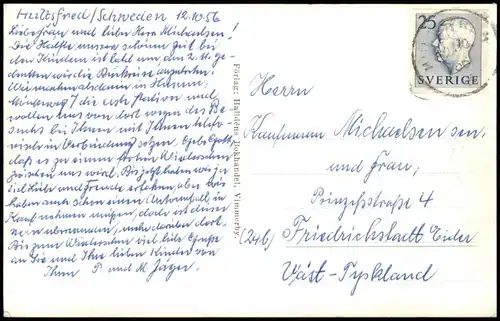 Postcard Linköping Djursdala kyrka i Linköpings stift 1956