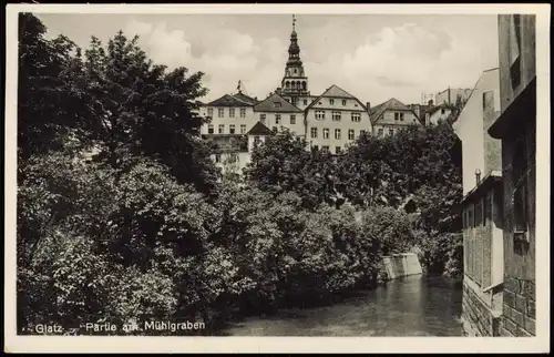 Postcard Glatz Kłodzko Partie am Mühlgraben 1936