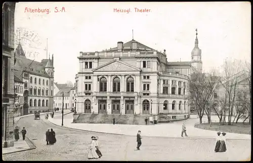 Ansichtskarte Altenburg Straßenpartie am Theater 1908