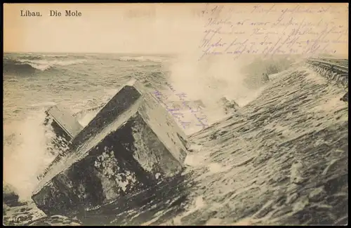 Postcard Libau Liepāja Lipawa Ли́епая Mole Wellenbrecher 1915