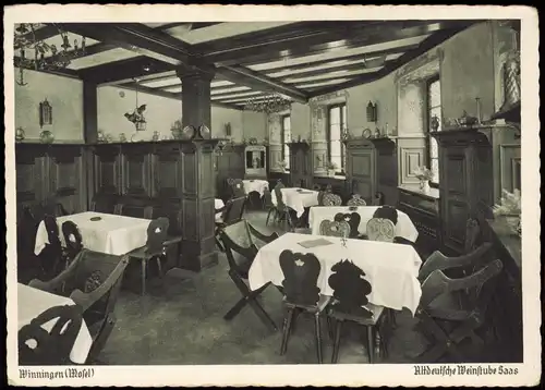 Ansichtskarte Winningen Altdeutsche Weinstube Saas - Gaststube 1932