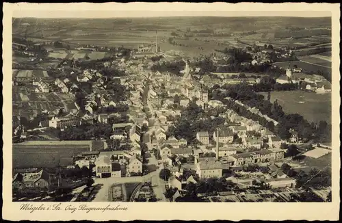 Ansichtskarte Mügeln Luftbild Luftaufnahme mit Fabrik 1932