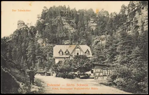 Hohnstein Sächs. Schweiz Polenztal  Hotel, Restaurant Waltersdorfer Mühle 1913
