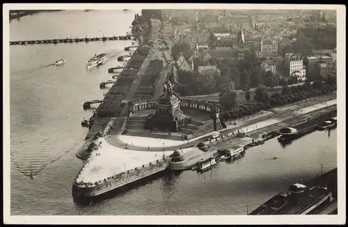 Ansichtskarte Koblenz Luftbild Deutsches Eck von der Spitze RAR 1929