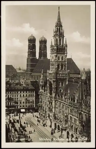 Ansichtskarte München Rathaus mit Frauenkirche 1950
