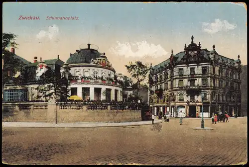Ansichtskarte Zwickau Restauration - Partie am Schumannplatz 1915/1924