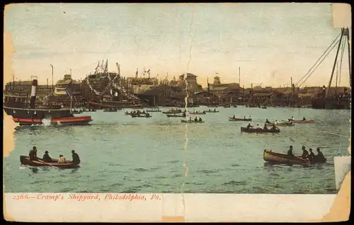 Postcard Philadelphia Cramp's Shipyard 1900