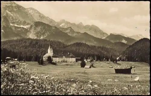 Ansichtskarte Elmau-Krün Schloss (Castle) Fernansicht 1958