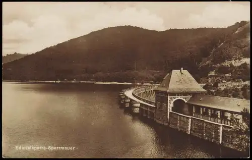 Ansichtskarte Hemfurth-Edersee-Edertal Edertalsperre-Sperrmauer 1938