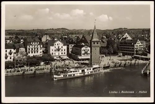 Ansichtskarte Lindau (Bodensee) Panorama-Ansicht mit Blick auf den Hafen 1942