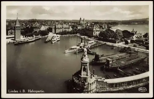 Ansichtskarte Lindau (Bodensee) Panorama-Ansicht Hafen Partie 1938