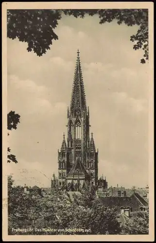 Ansichtskarte Freiburg im Breisgau Das Münster vom Schloßberg aus 1947