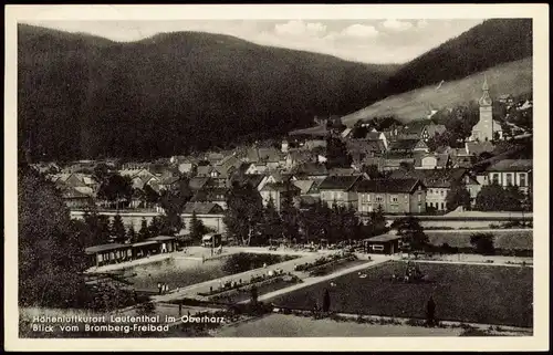 Lautenthal Panorama-Ansicht mit Bromberg-Freibad Schwimmbad 1954