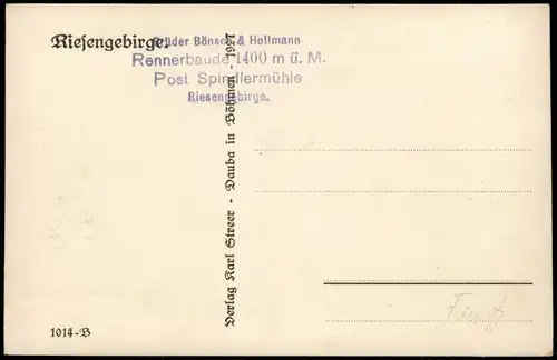 Postcard .Tschechien Riesengebirge Krkonoše Nahender Sturm Schnee 1930