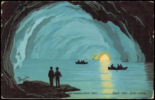 Cartoline Capri Napoli Capri Grotta azzurra Künstlerkarte 1912