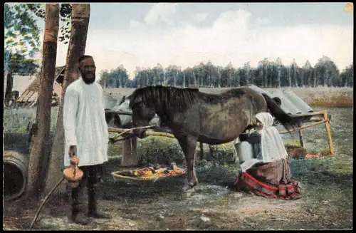 Postcard .Russland Rußland Россия Melken in einer Kuranstalt 1913
