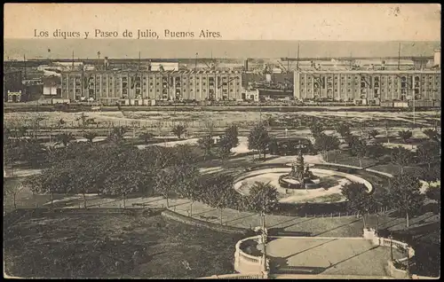 Postcard Buenos Aires Los diques y Paseo de Julio 1911