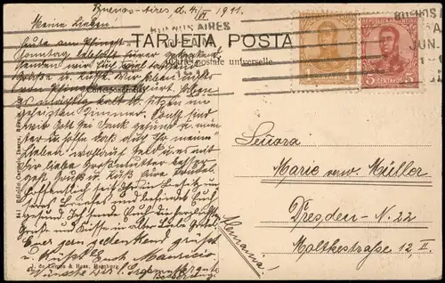 Postcard Buenos Aires Los diques y Paseo de Julio 1911