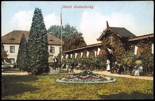 Postcard Wartenberg Lázně Sedmihorky Kuranlagen 1912