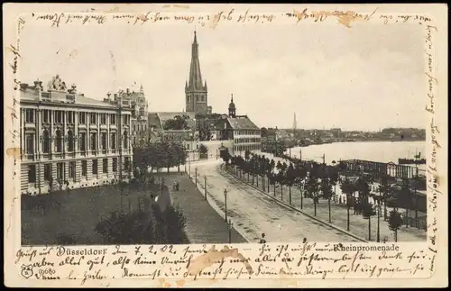 Ansichtskarte Düsseldorf Rheinpromenade 1902