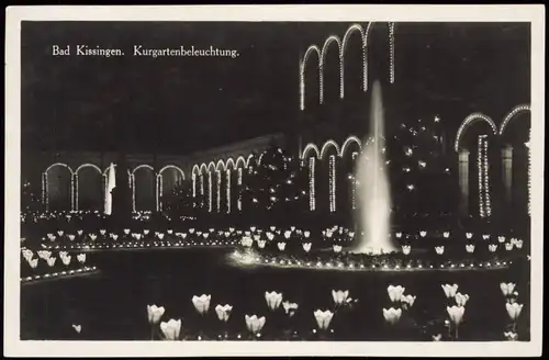 Ansichtskarte Bad Kissingen Kurgartenbeleuchtung. 1932