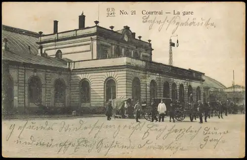 Postkaart Kortrijk Courtrai Bahnhof - La Gare 1916