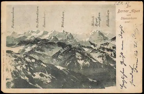 Ansichtskarte Stans Die Berner Alpen vom Stanserhorn 1902