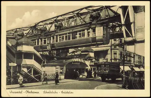 Ansichtskarte Oberbarmen-Wuppertal Schwebebahn - Endstation 1952
