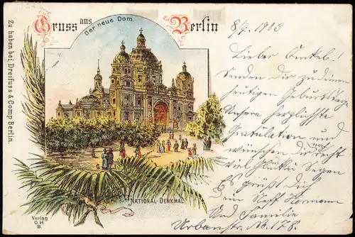 Ansichtskarte Litho AK Mitte-Berlin Berliner Dom Palmenwedel 1903