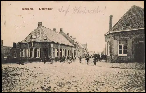 Postkaart Becelaere Statiestraat Bahnhofstraße 1915  gel. Feldpost