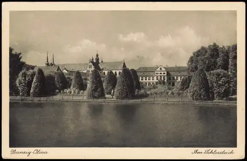 Postcard Oliva-Danzig Oliva Gdańsk/Gduńsk Am Schlossteich 1927