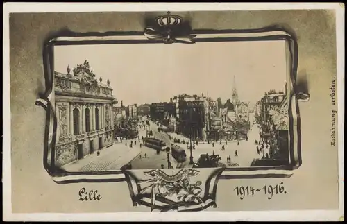 CPA Lille Straße Patriotika 1916 Passepartout