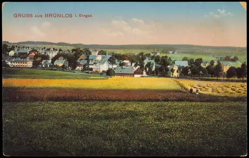 Ansichtskarte Brünlos-Zwönitz (Erzgebirge) Stadtpartie 1918