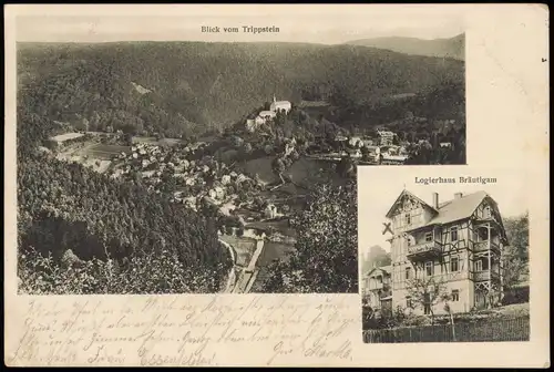 Ansichtskarte Schwarzburg 2 Bild Trippstein Logierhaus Bräutigam 1913
